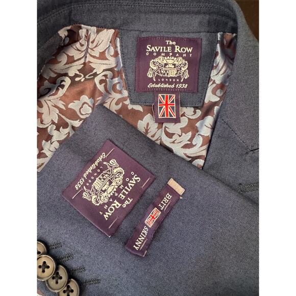 THE SAVILE ROW Men's Blue Trim Fit Brixton Suit Jacket Size 36S - Picture 5 of 7